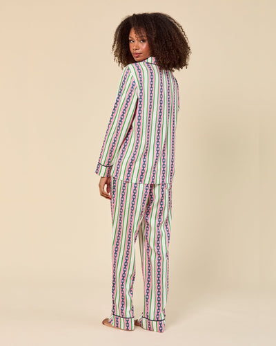Chain Stripe Long Sleeve Pajama Pants Set Pajama Set Katie Kime