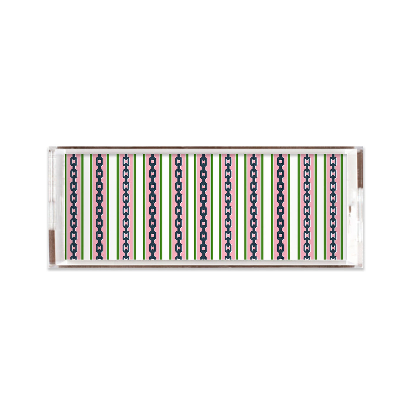 Chain Stripe Lucite Tray Lucite Trays Pink / 11x4 Katie Kime