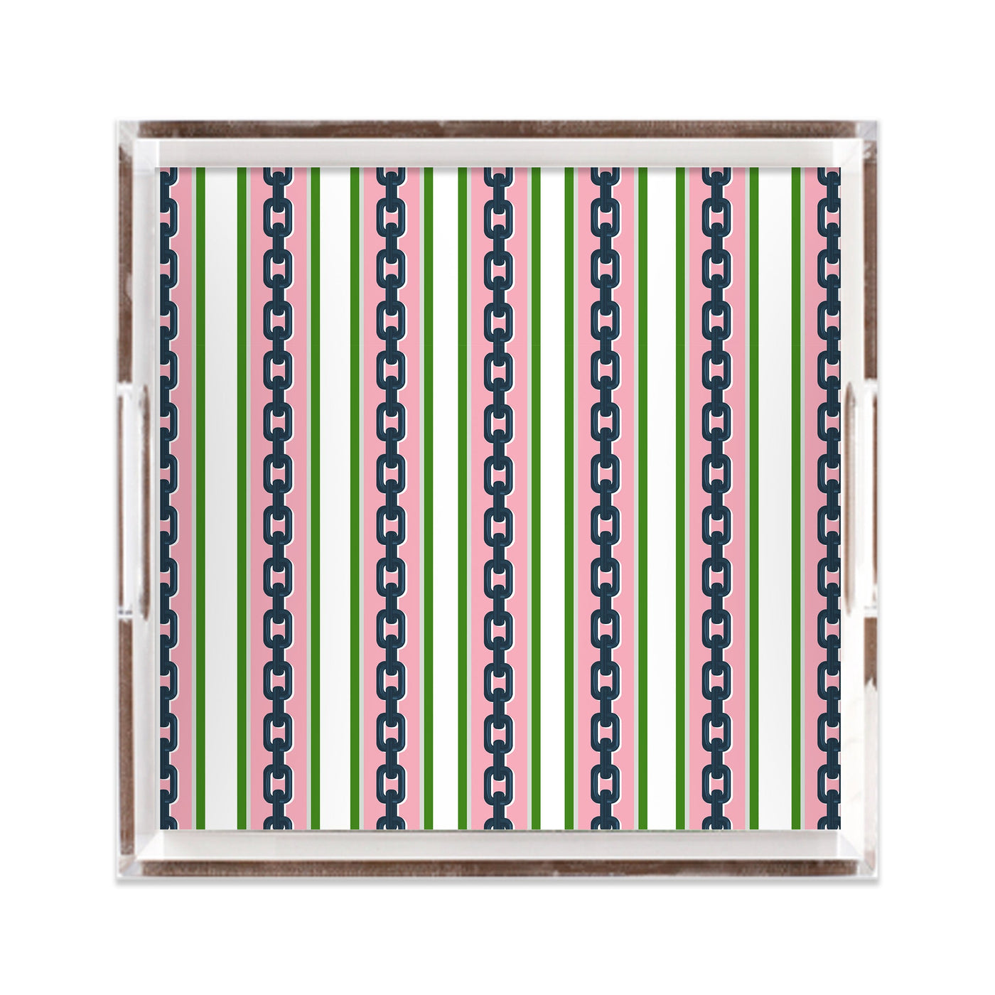 Chain Stripe Lucite Tray Lucite Trays Pink / 12x12 Katie Kime