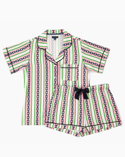 Chain Stripe Pajama Shorts Set Pajama Set Katie Kime