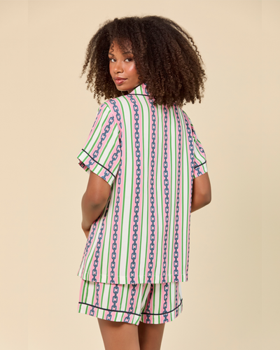Chain Stripe Pajama Shorts Set Pajama Set Katie Kime
