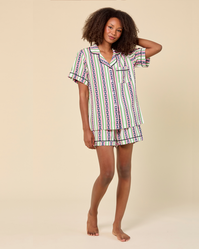Chain Stripe Pajama Shorts Set Pajama Set Katie Kime