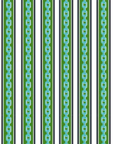 Chain Stripe Peel & Stick Wallpaper Peel & Stick Wallpaper Green / 24" x 144" Katie Kime