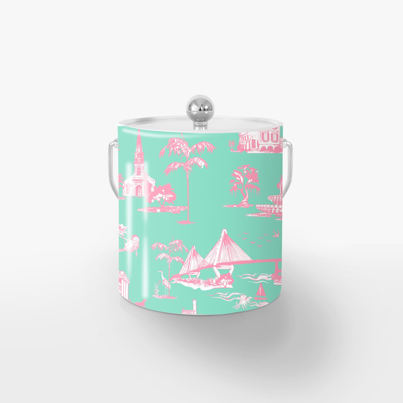 Charleston Toile Ice Bucket Ice Bucket Mint / Silver Katie Kime