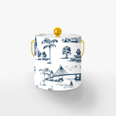 Charleston Toile Ice Bucket Ice Bucket Navy / Gold Katie Kime