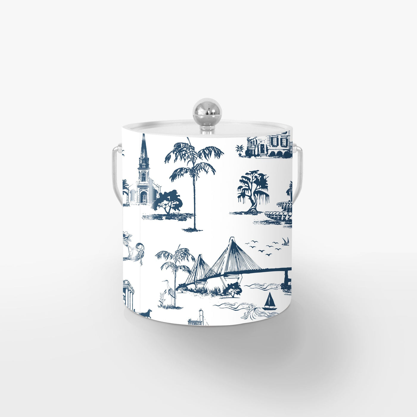 Charleston Toile Ice Bucket Ice Bucket Navy / Silver Katie Kime