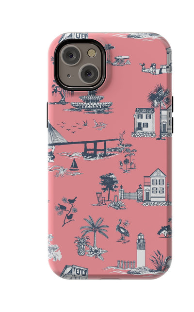 Charleston Toile iPhone Case Phone Case Coral / iPhone 14 Plus / MagSafe Tough Katie Kime