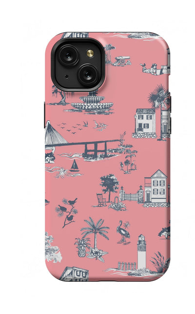 Charleston Toile iPhone Case Phone Case Coral / iPhone 15 Plus / Tough Katie Kime