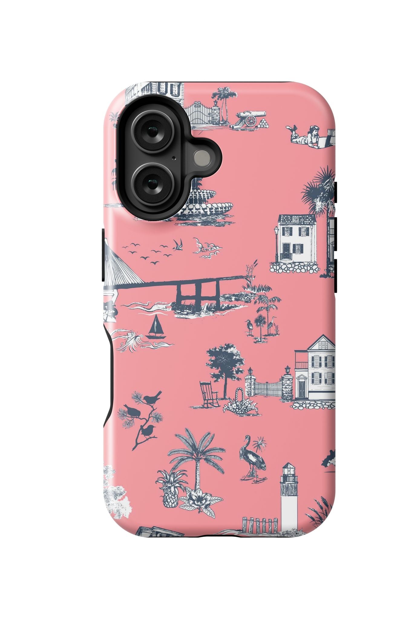 Charleston Toile iPhone Case Phone Case Coral / iPhone 16 / Tough Katie Kime