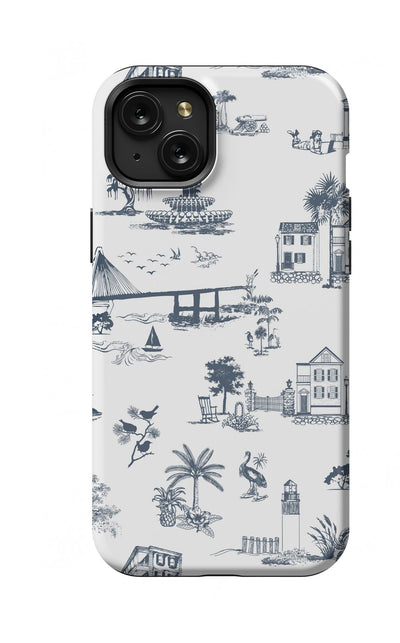 Charleston Toile iPhone Case Phone Case Navy / iPhone 15 Plus / MagSafe Tough Katie Kime