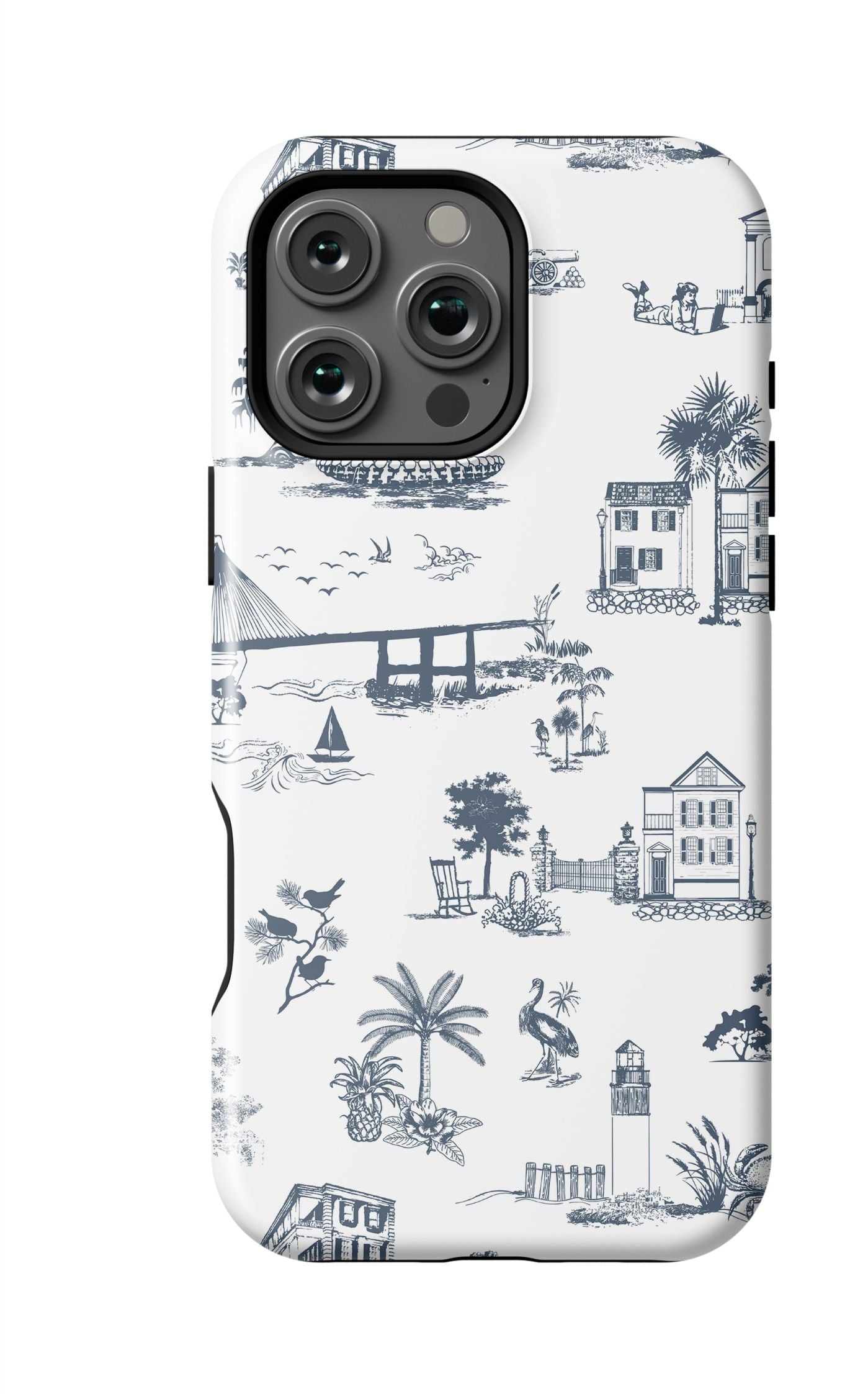 Charleston Toile iPhone Case Phone Case Navy / iPhone 16 Pro Max / Tough Katie Kime