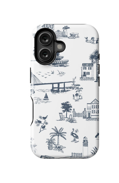 Charleston Toile iPhone Case Phone Case Navy / iPhone 16 / Tough Katie Kime