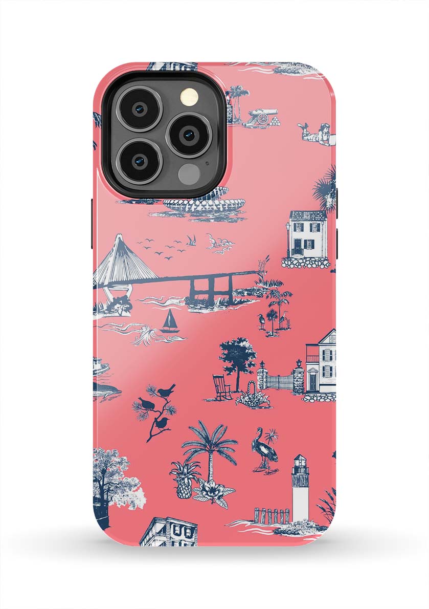 Charleston Toile iPhone Case Phone Case Tough / iPhone 13 Pro Max / Coral Katie Kime