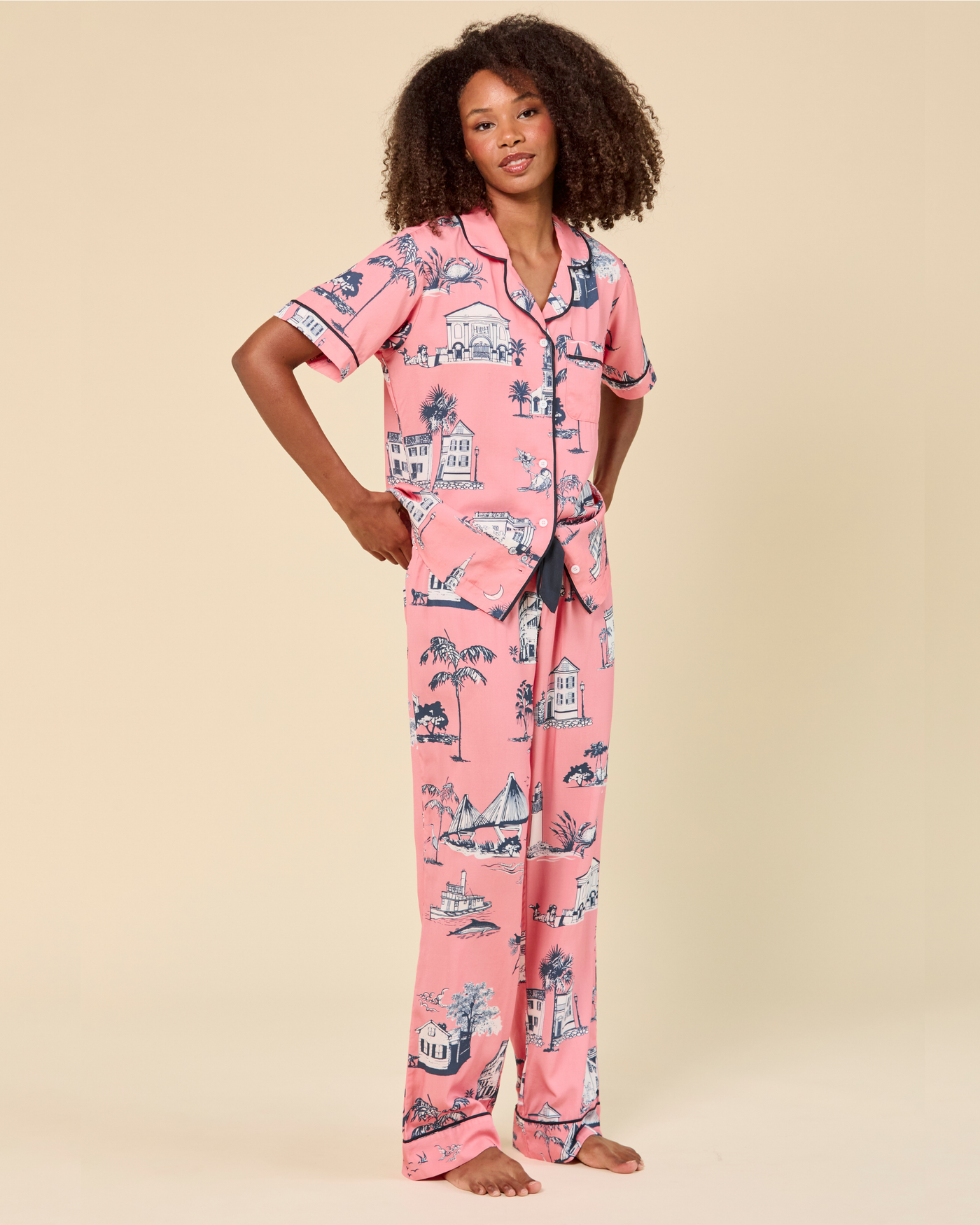 Charleston Toile Pajama Pants Set Pajama Set Katie Kime