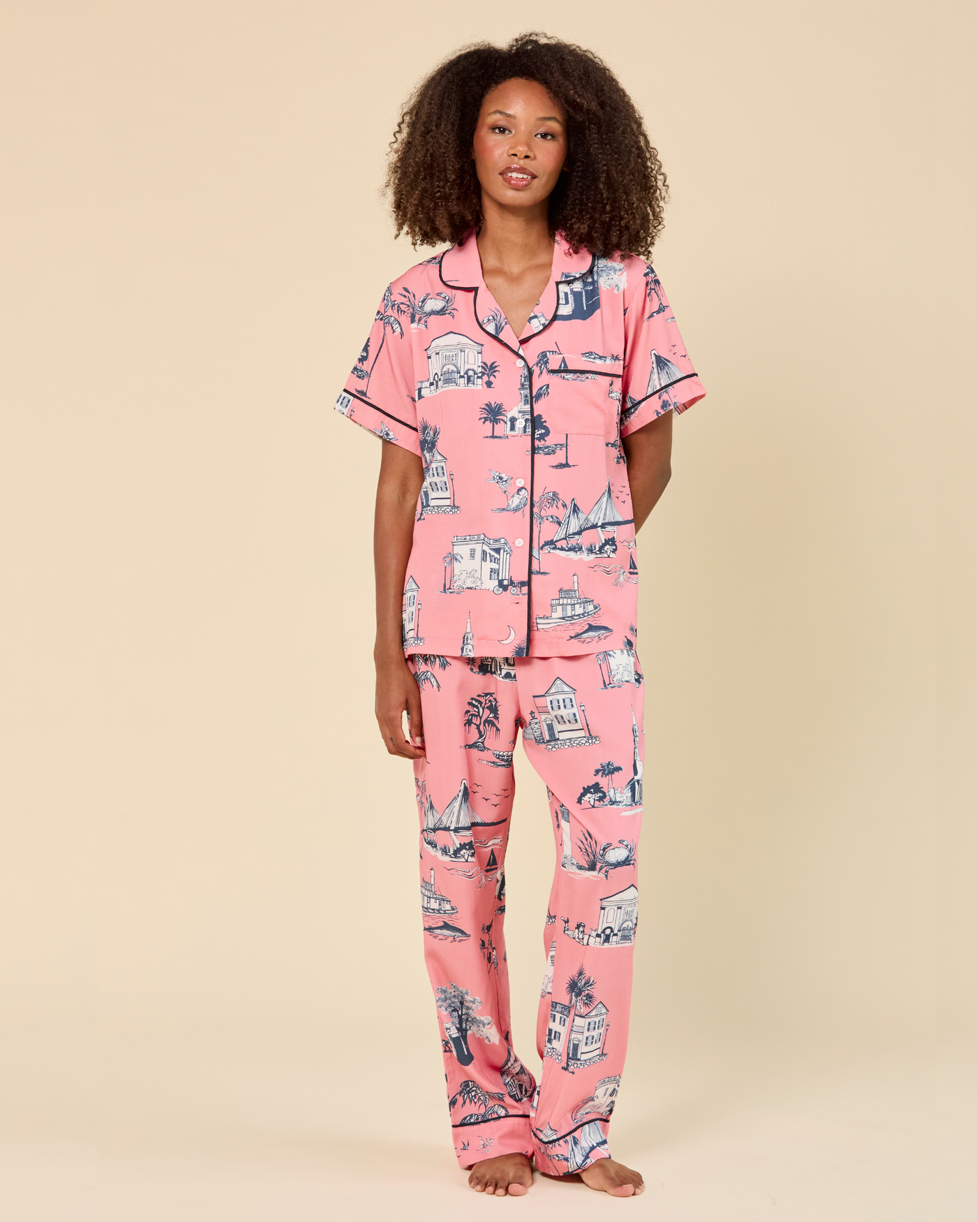 Charleston Toile Pajama Pants Set Pajama Set Katie Kime