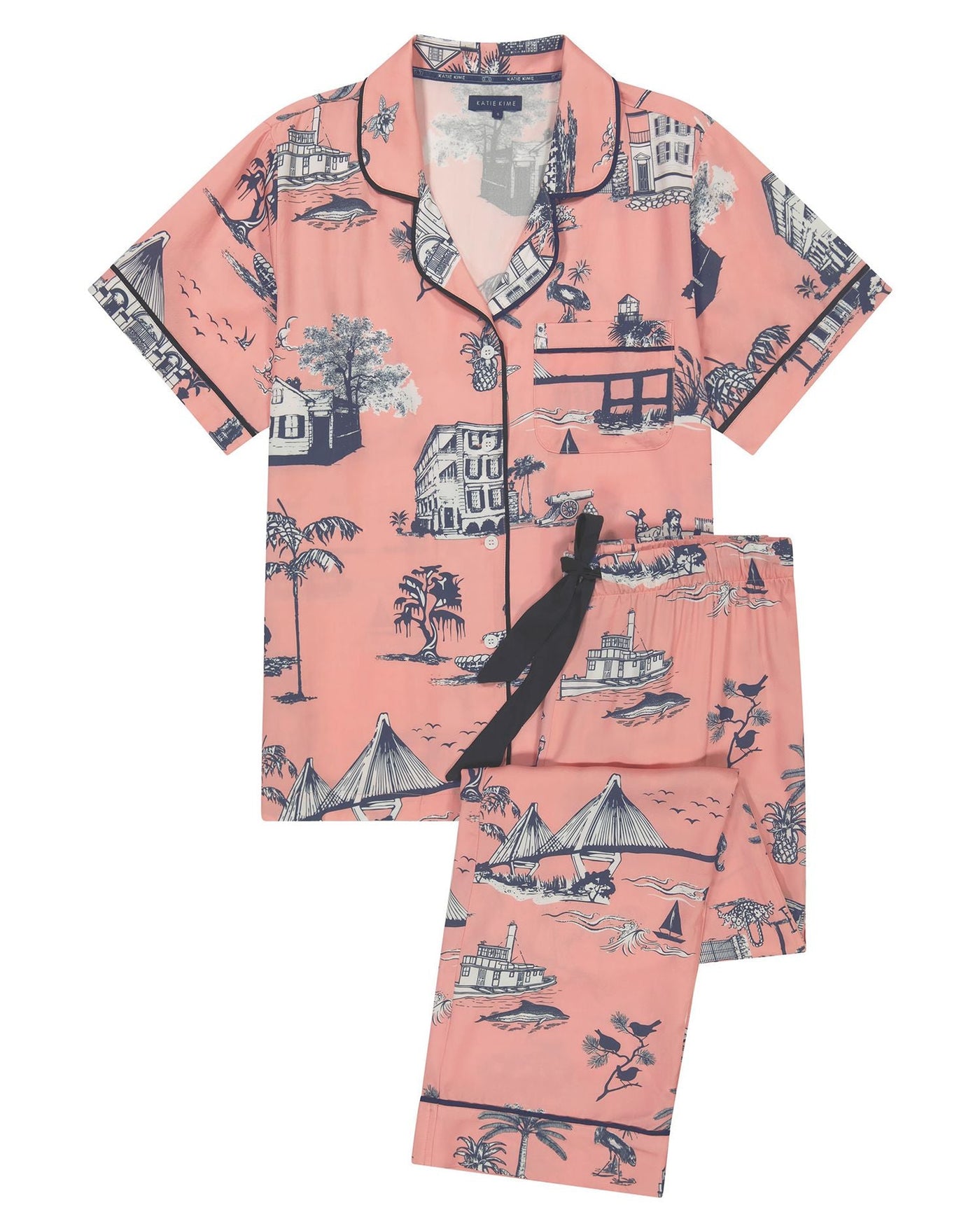 Charleston Toile Pajama Pants Set Pajama Set Katie Kime