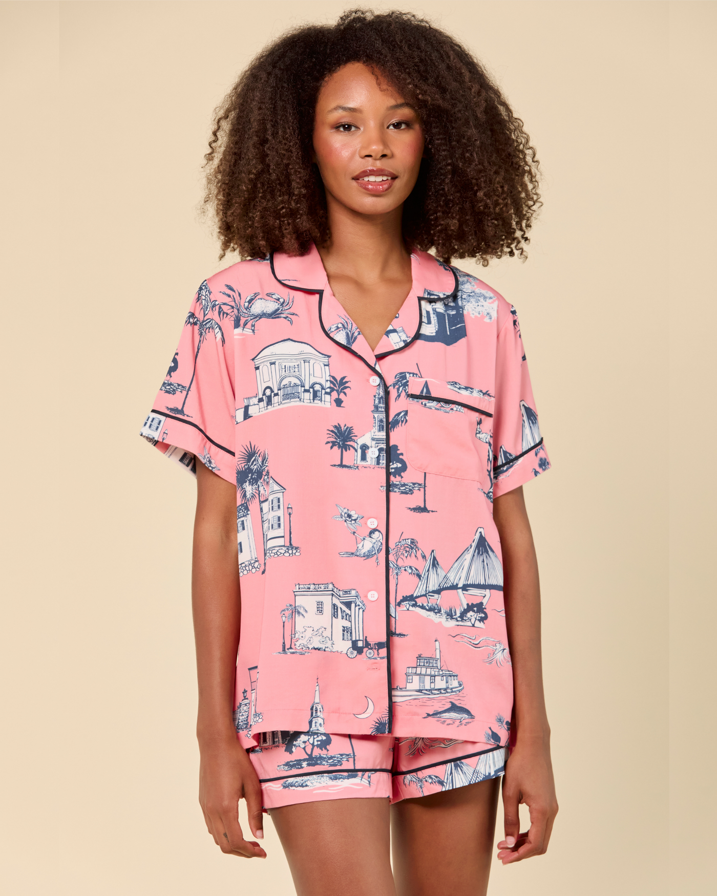 Charleston Toile Pajama Shorts Set Pajama Set Katie Kime