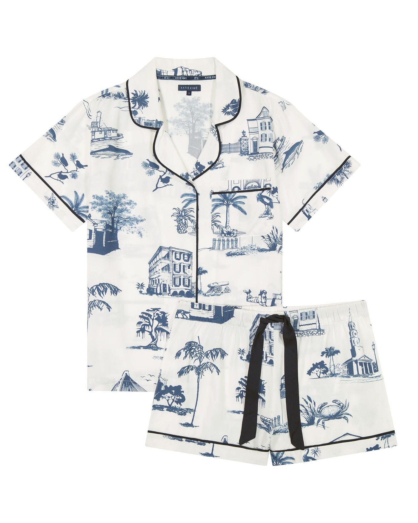 Charleston Toile Pajama Shorts Set Pajama Set Katie Kime