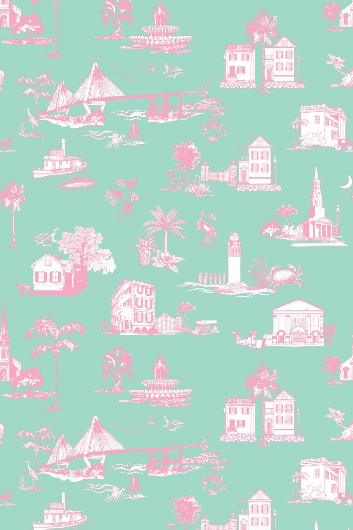 Charleston Toile Peel & Stick Wallpaper Peel & Stick Wallpaper Navy / Large Sample Katie Kime