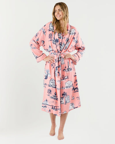 Charleston Toile Robe Robe Coral / S/M Katie Kime