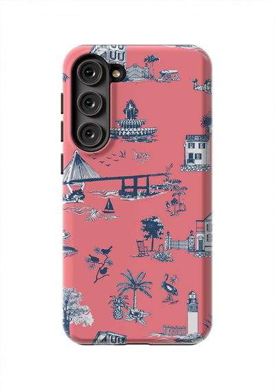 Charleston Toile Samsung Phone Case Phone Case Galaxy S23 Plus / Tough / Coral Katie Kime