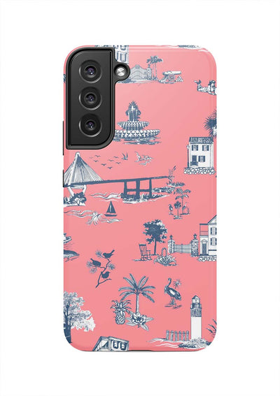 Charleston Toile Samsung Phone Case Phone Case Galaxy S22 Plus / Tough / Coral Katie Kime