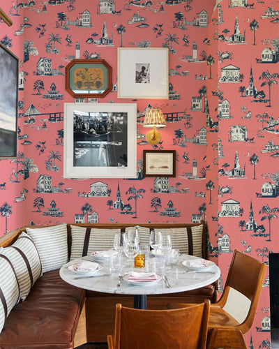 Charleston Toile Traditional Wallpaper Wallpaper Black / Single Roll Katie Kime