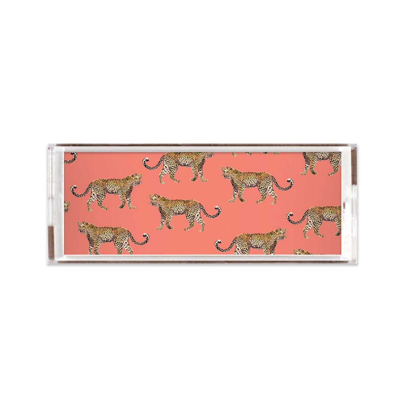 Cheetahs Lucite Tray Lucite Trays Coral / 11x4 Katie Kime