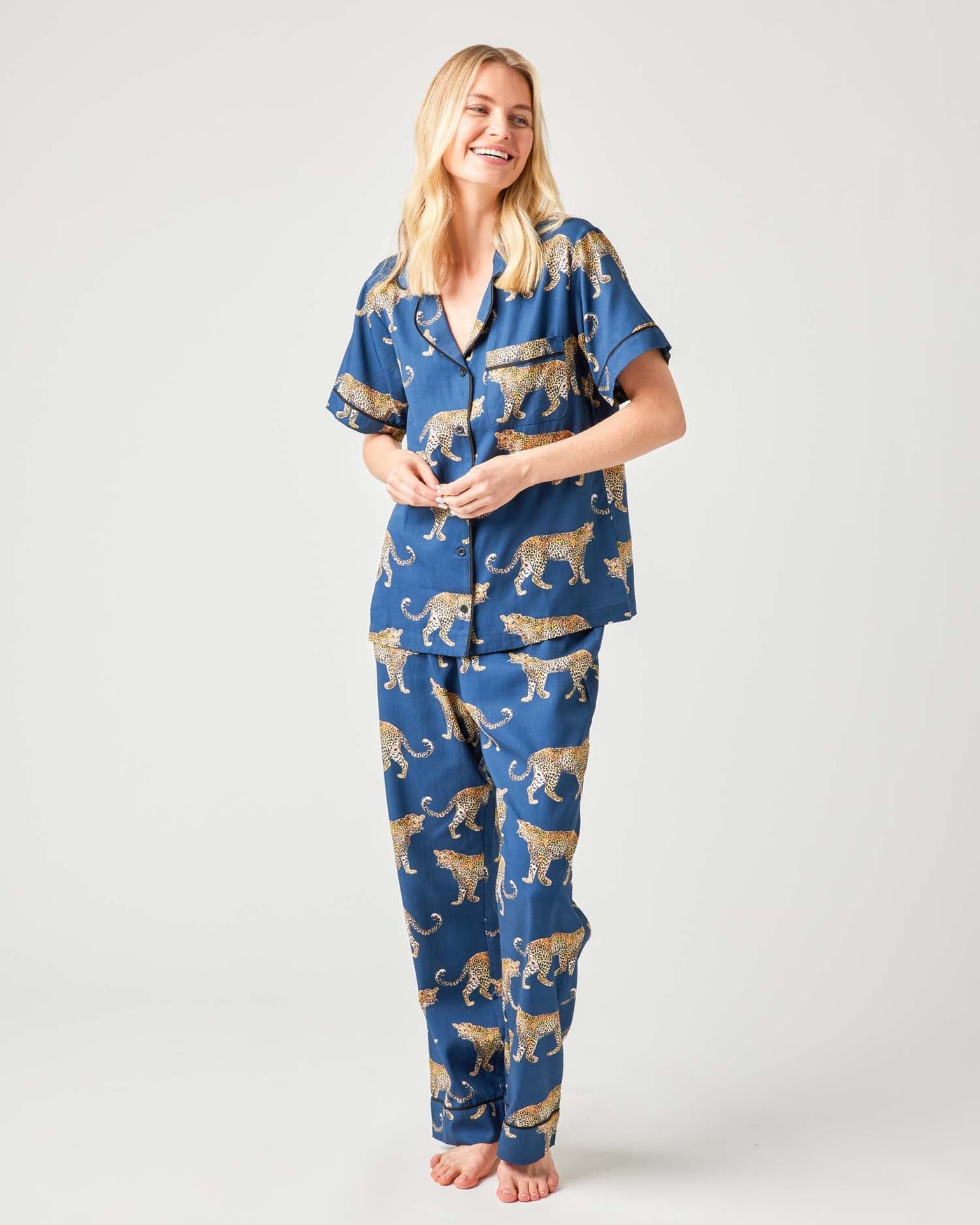 Cheetahs Pajama Set Pajama Set Navy / XXS / Pants Katie Kime