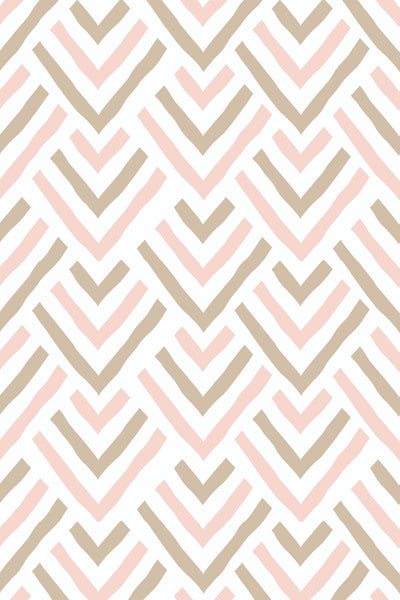 Chevron Traditional Wallpaper Wallpaper Pink Brown / Single Roll Katie Kime
