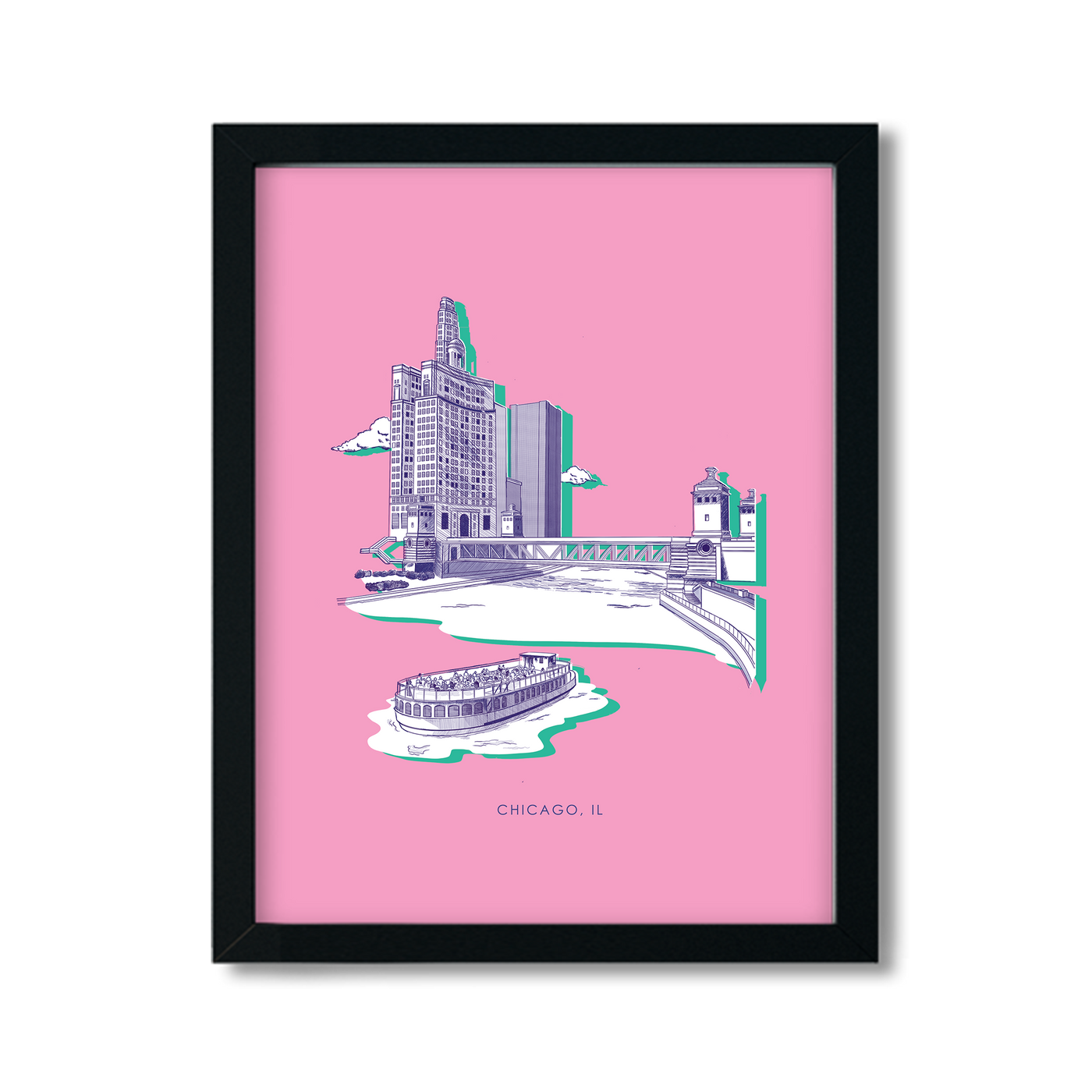 Chicago Print Gallery Print Pink / 8x10 / Black Frame Katie Kime