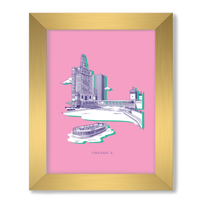 Chicago Print Gallery Print Pink / 8x10 / Gold Frame Katie Kime