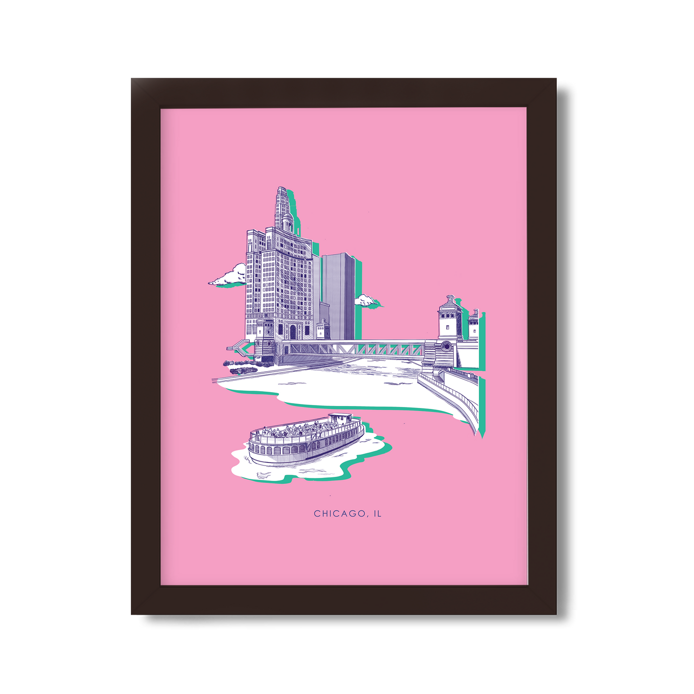Chicago Print Gallery Print Pink / 8x10 / Walnut Frame Katie Kime
