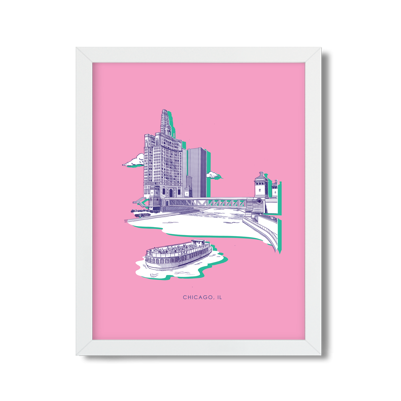 Chicago Print Gallery Print Pink / 8x10 / White Frame Katie Kime