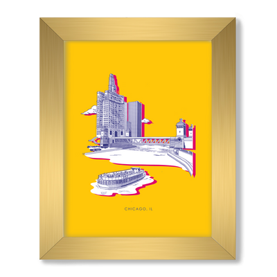 Chicago Print Gallery Print Yellow / 8x10 / Gold Frame Katie Kime