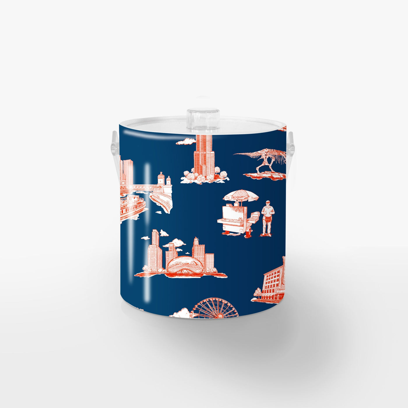 Chicago Toile Ice Bucket Ice Bucket Navy Red / Lucite Katie Kime