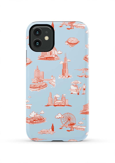 Chicago Toile iPhone Case Phone Case Light Blue Red / iPhone 11 / Tough Katie Kime