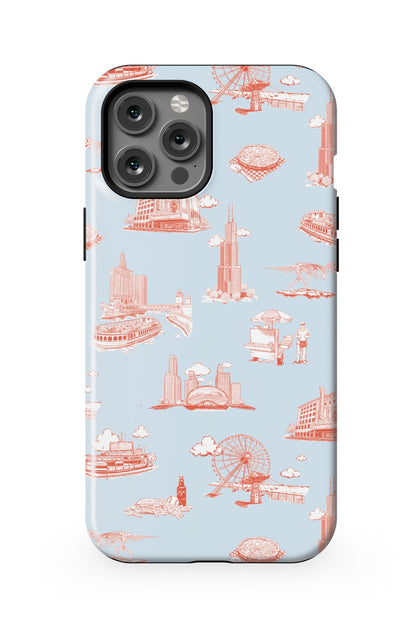 Chicago Toile iPhone Case Phone Case Light Blue Red / iPhone 12 Pro Max / Tough Katie Kime