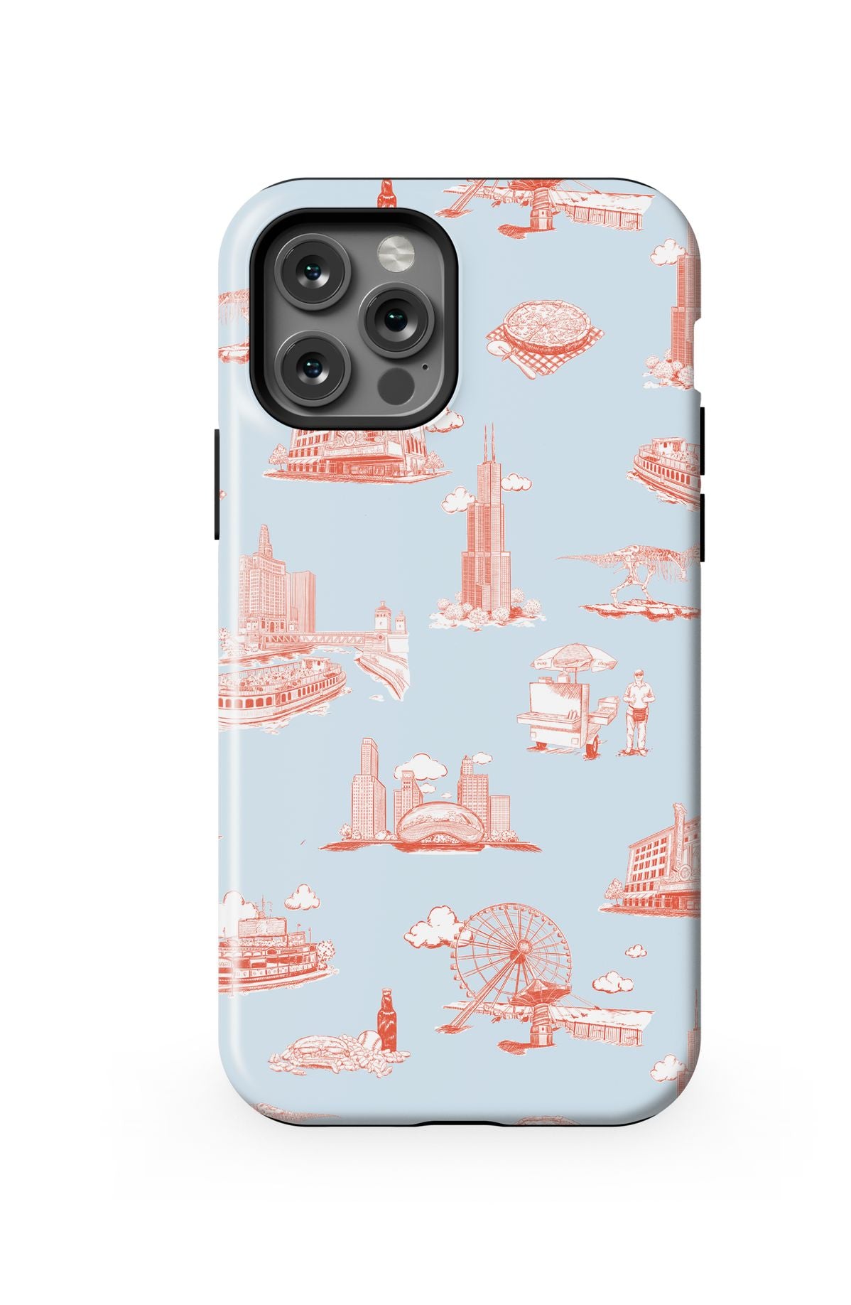 Chicago Toile iPhone Case Phone Case Light Blue Red / iPhone 12 Pro / Tough Katie Kime