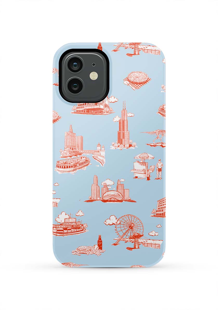 Chicago Toile iPhone Case Phone Case Light Blue Red / iPhone 12 / Tough Katie Kime