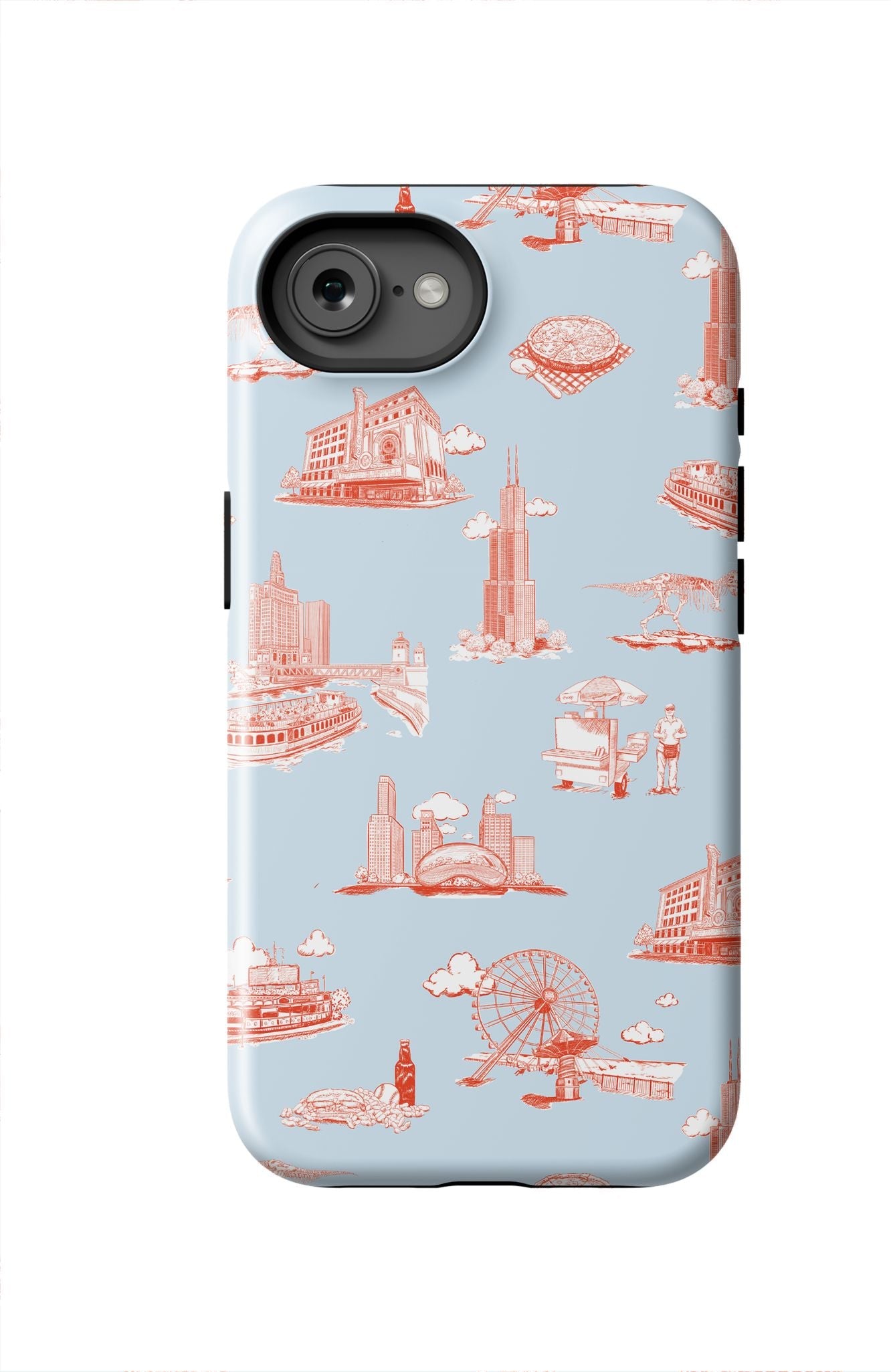 Chicago Toile iPhone Case Phone Case Light Blue Red / iPhone 16e / Tough Katie Kime