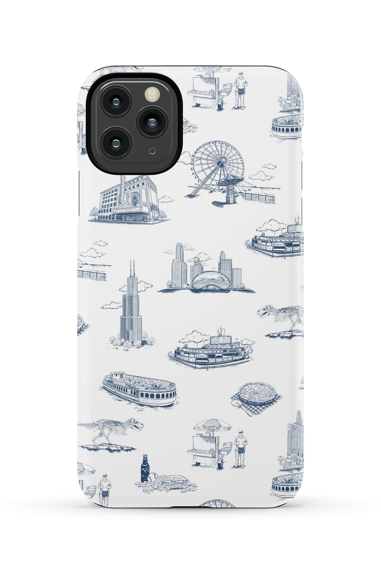 Chicago Toile iPhone Case Phone Case Navy / iPhone 11 Pro Max / Tough Katie Kime