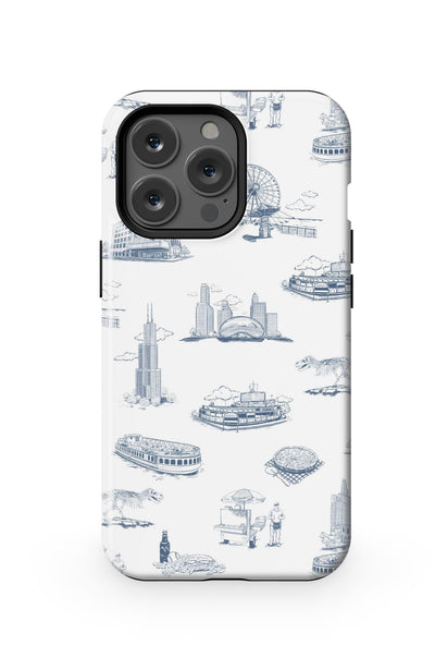 Chicago Toile iPhone Case Phone Case Navy / iPhone 13 Pro / Tough Katie Kime