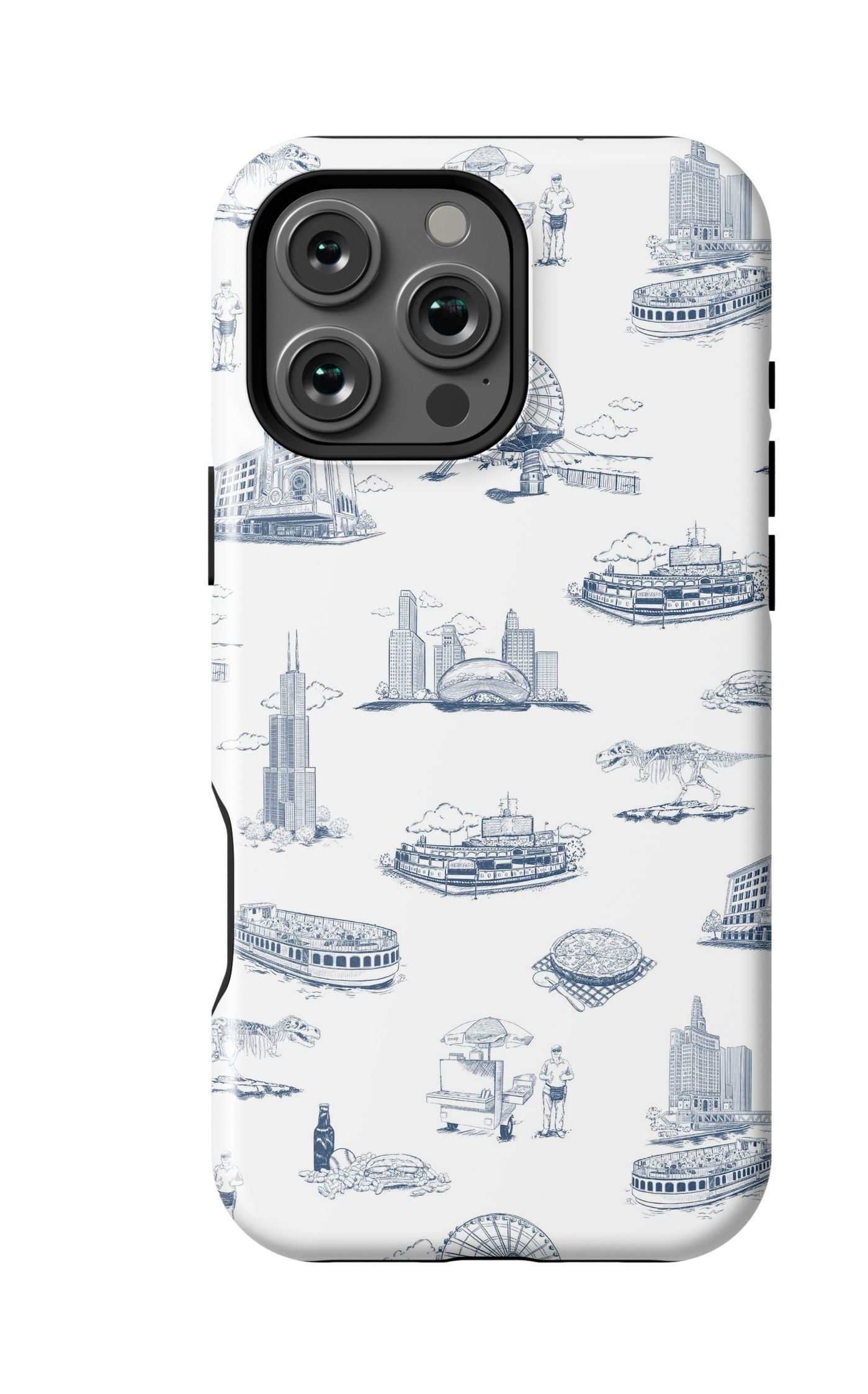 Chicago Toile iPhone Case Phone Case Navy / iPhone 16 Pro Max / MagSafe Tough Katie Kime