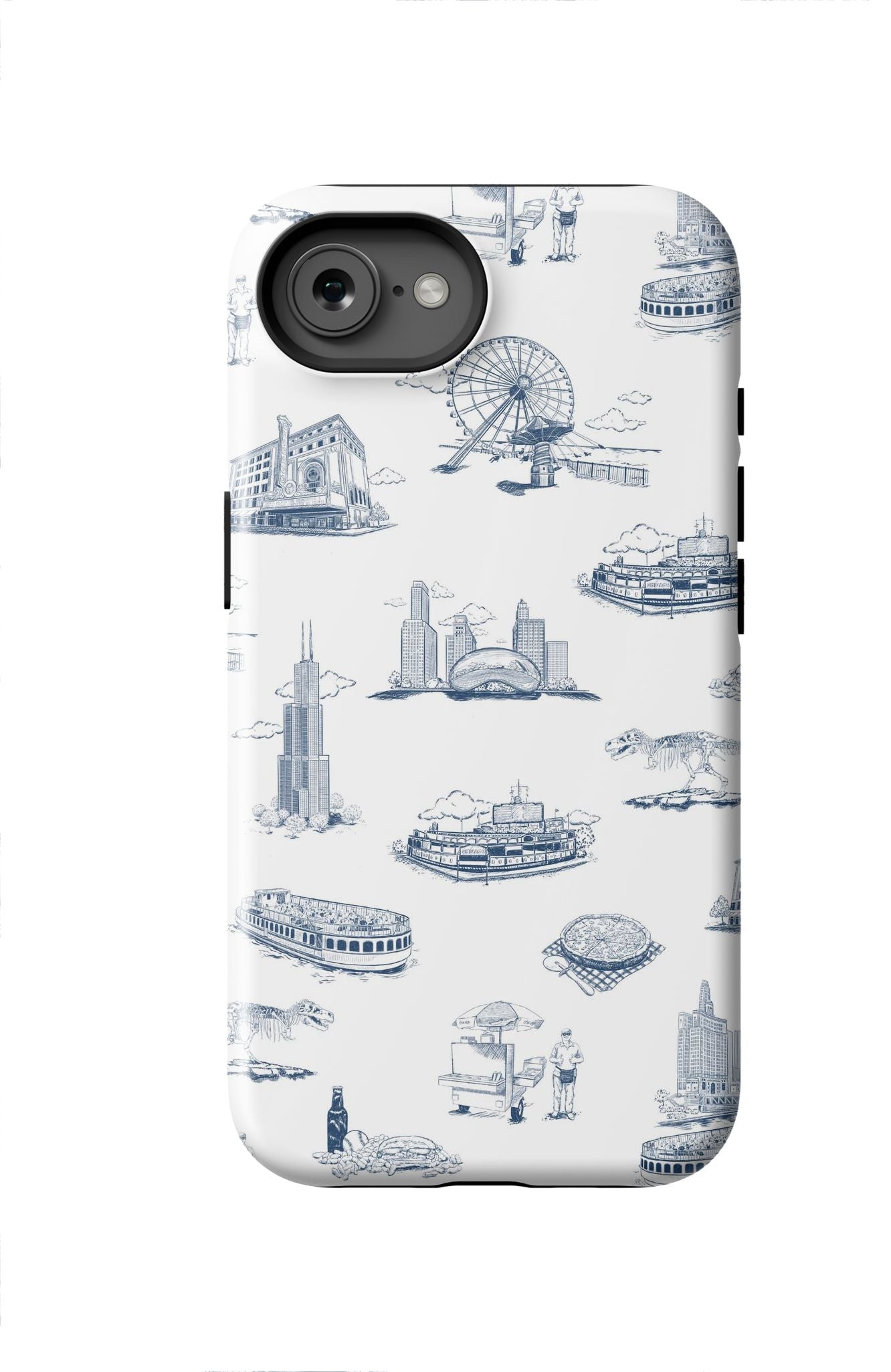 Chicago Toile iPhone Case Phone Case Navy / iPhone 16e / Tough Katie Kime