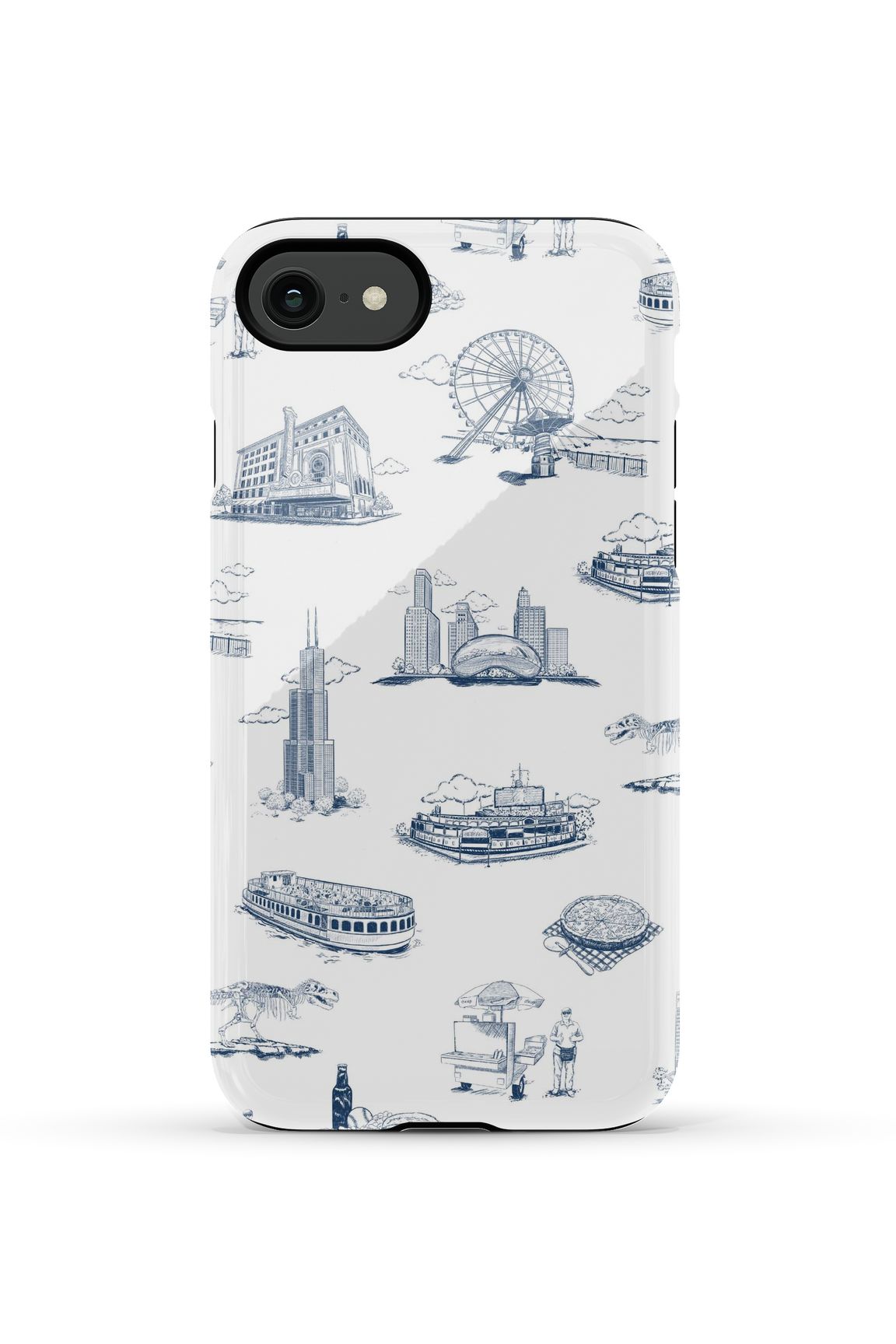 Chicago Toile iPhone Case Phone Case Navy / iPhone SE (2022) / Tough Katie Kime