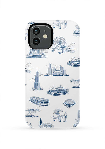 Chicago Toile iPhone Case Phone Case Tough / iPhone 12 / Navy Katie Kime
