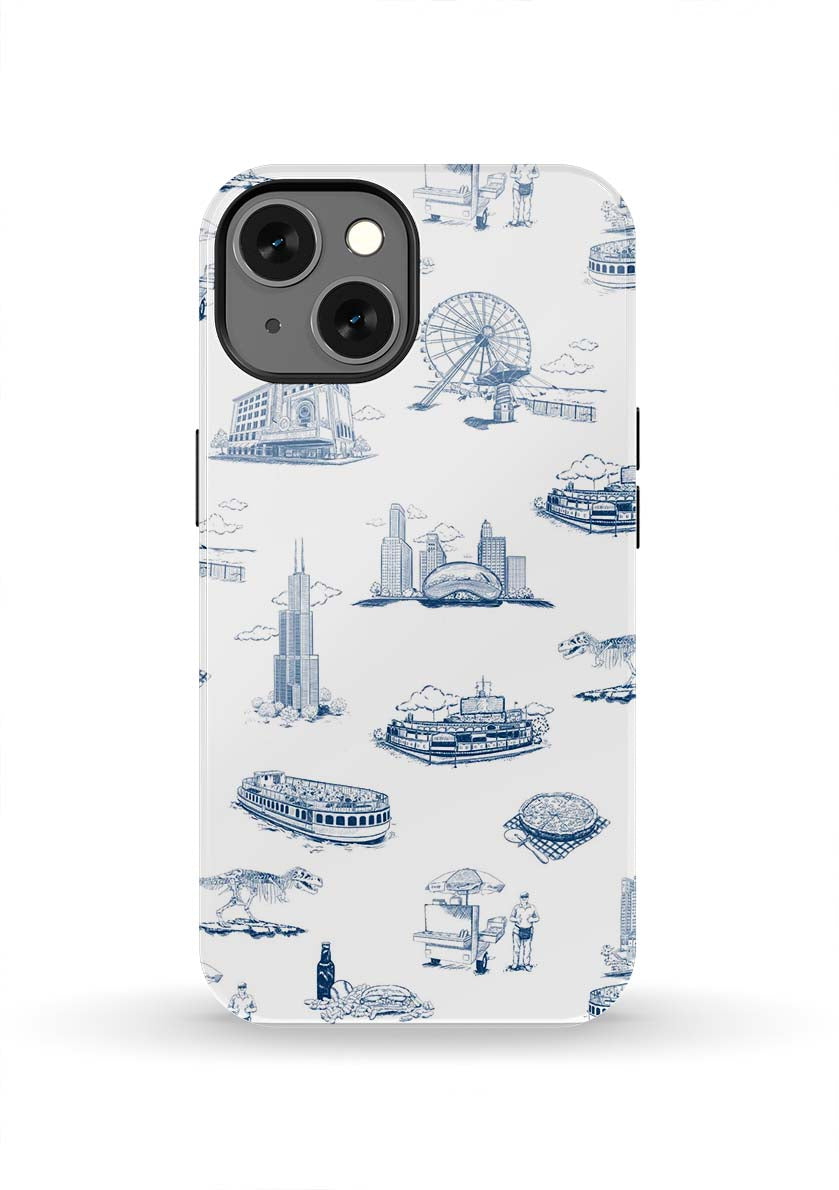 Chicago Toile iPhone Case Phone Case Tough / iPhone 13 / Navy Katie Kime