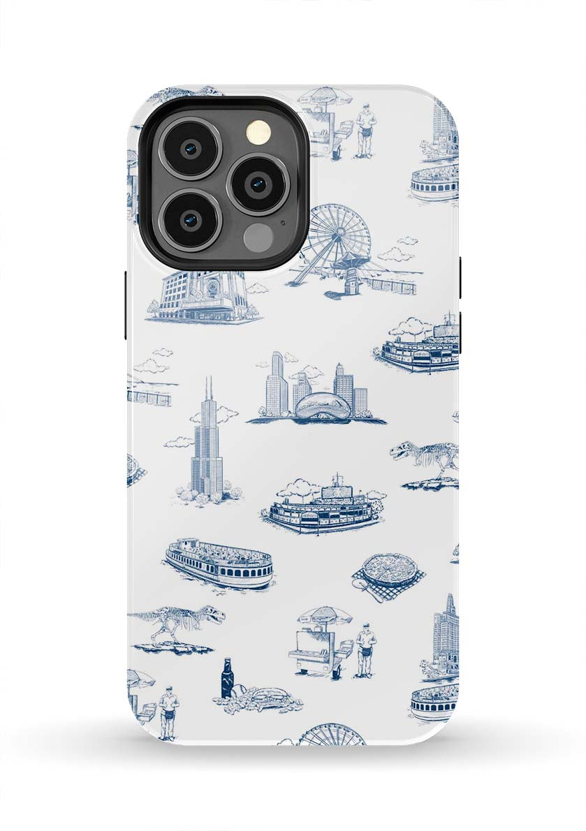 Chicago Toile iPhone Case Phone Case Tough / iPhone 13 Pro Max / Navy Katie Kime