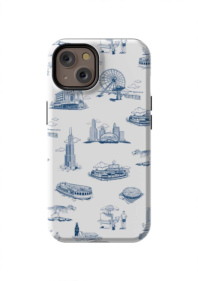 Chicago Toile iPhone Case Phone Case Tough / iPhone 14 / Navy Katie Kime
